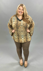 59 OR 25 PLS-D {Wildly Cute}  SALE!!! Tan Tiger Print Top PLUS SIZE XL 2X 3X