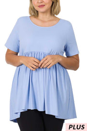 67 SSS-G {Blessed With Curvy} Spring Blue Babydoll Tunic PLUS SIZE 1X 2X 3X