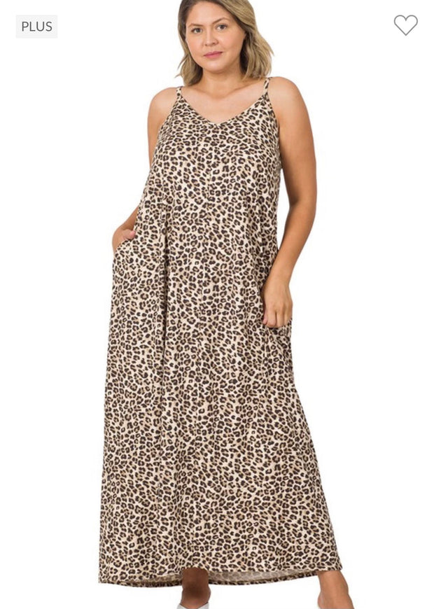 LD-L {Unstoppable} Brown Leopard Print Maxi Dress PLUS SIZE 1X 2X 3X