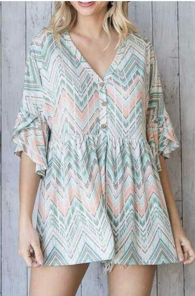 88 PQ-Y {Feisty Fiesta} Mint/Peach Print Top PLUS SIZE 1X 2X 3X  SALE!!!!