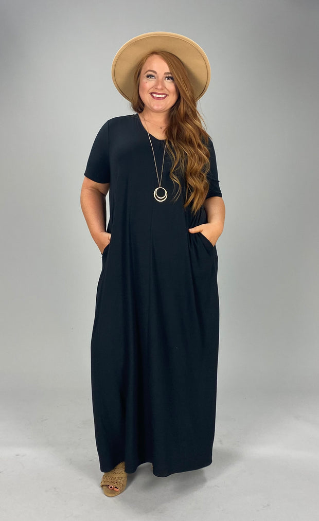 LD-O {Evolving Love} BLACK V-Neck Maxi Dress PLUS SIZE 1X 2X 3X