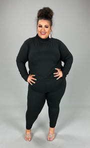 87 SET-B {Walk This Way} Black Long Sleeve Top W Bottoms PLUS SIZE 1X 2X 3X