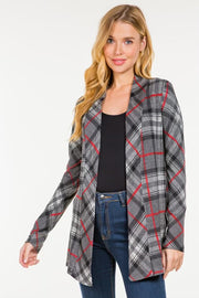 76 OT-I {My Point Of View} Grey Plaid Cardigan PLUS SIZE 1X 2X 3X