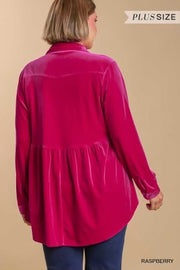 16 SLS-N {Romance Is Back} Umgee Raspberry Velvet Babydoll Top PLUS SIZE XL 1X 2X