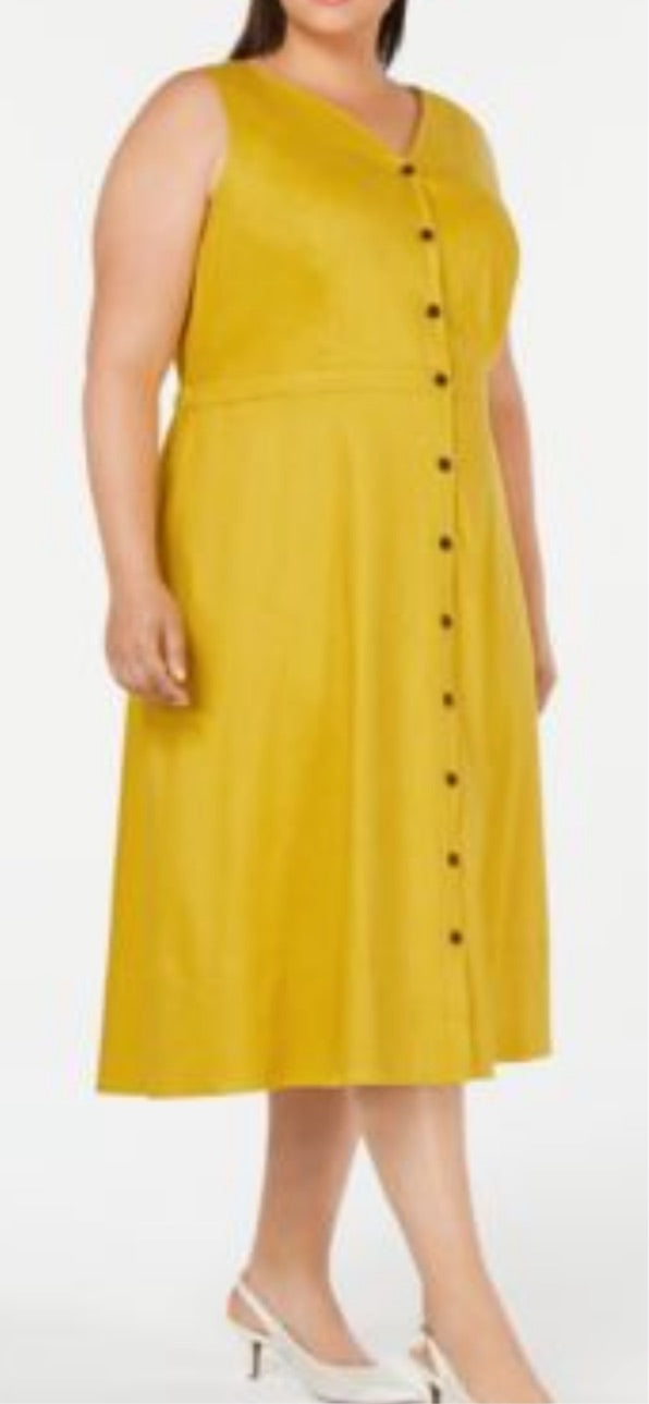 LD-D M-109  {Alfani} Mustard Dress Retail €109.50 EXTENDED PLUS SIZE 16W 22W 26W