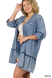 14 SLS-A {Tune Out The Noise}  Med. Denim Chambray Dress PLUS SIZE 1X 2X 3X