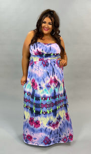 LD-V { Watercolor Wonder Strapless Multi-Color Long Dress PLUS SIZE 1X 2X 3X  SALE!!!!