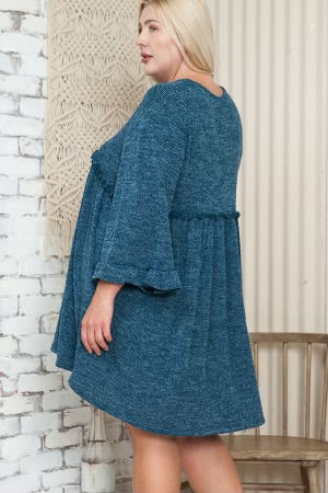 92 PQ-M {The Right Addition} Teal V-Neck Babydoll Dress SALE!! PLUS SIZE 1X 2X 3X
