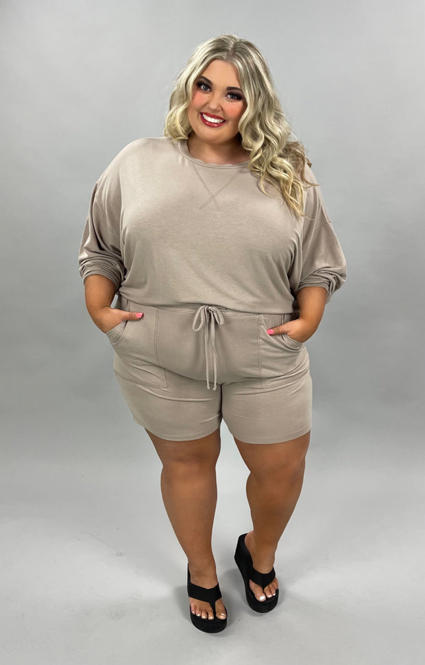 21 SET-L {The Good Life} Mocha Long Sleeve Short Set SALE!!! Plus Size 1X 2X 3X