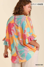 41 PSS-A {A Million Reasons} SALE!!  Umgee Multi-Color Wrap Front Top PLUS SIZE XL 1X 2X