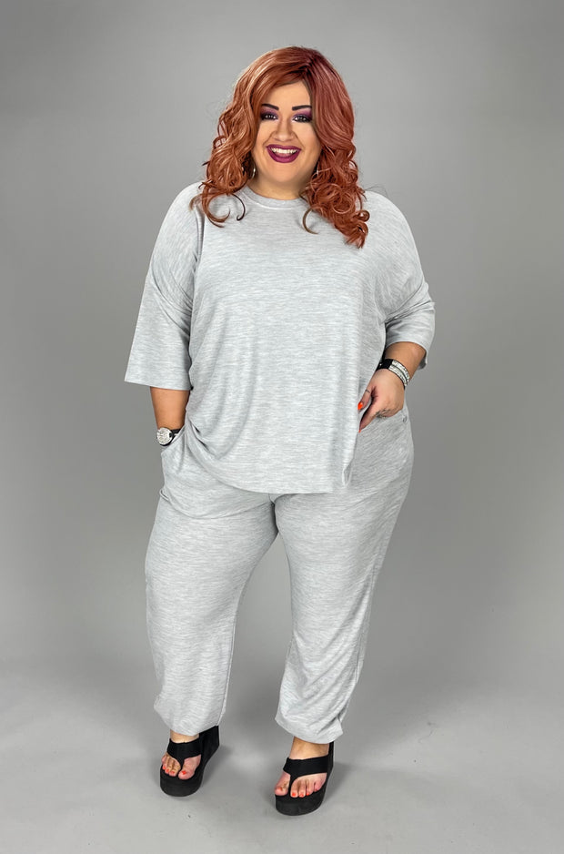30 OR 89 SET-A {Best Of Both Worlds} Heather Gray Loungewear Set PLUS SIZE 1X 2X 3X