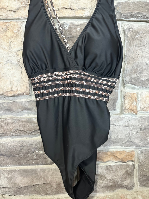 SWIM-H {Beach Kitty} Black Leopard One Piece Swimsuit EXTENDED PLUS SIZE 4X