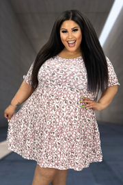 27 PSS-D {Clothes Make The Lady} Mauve Print Tiered Dress EXTENDED PLUS SIZE 3X 4X 5X