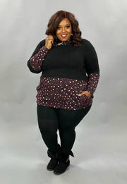 23 HD-D {Simply Thriving} Dark Plum Black Animal Hoodie PLUS SIZE XL 2X 3X