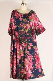 95 PSS-H {Missed My Calling}***SALE*** Navy Floral Dress EXTENDED PLUS SIZE 3X 4X 5X