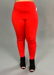 BIN 98 "AURA VIA" Stretchy Red Fleece Leggings