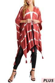 93 OT-C {Life Is Good} Brick Red Tie Dye Kimono PLUS SIZE 1X/2X  2X/3X SALE!!!