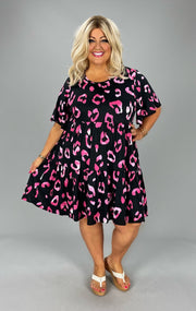 84 PSS-Y {Time For Beauty} Black/Pink Print Tiered Dress PLUS SIZE 1X 2X 3X  SALE!!!!