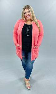 53 OT-A {Corally Yours} SALE!! Coral Long Sleeve Light Weight Cardigan Plus Size XL 2X 3X