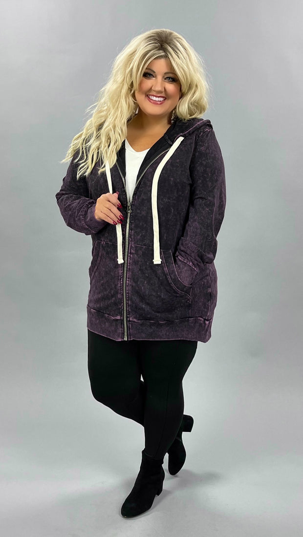 OT-M {Worth The Wait} Blackberry Mineral Wash Hoodie Jacket