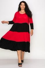 LD-P {Your Best Bet} Red/Black Tiered Dress CURVY BRAND!!! EXTENDED PLUS SIZE 4X 5X 6X