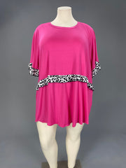 59 PSS-B {Never Without} Fuchsia Tunic w/Animal Print CURVY BRAND!!!  EXTENDED PLUS SIZE XL 2X 3X 4X 5X  6X