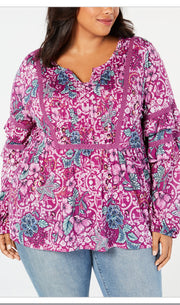 CP-A  M-109 {Style & Co} Purple Floral Print Top Retail €59.50***FLASH SALE***