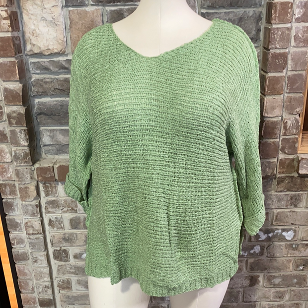 22 SQ-H {Easy Days} Green Sparkle Sweater PLUS SIZE XL 2X 3X