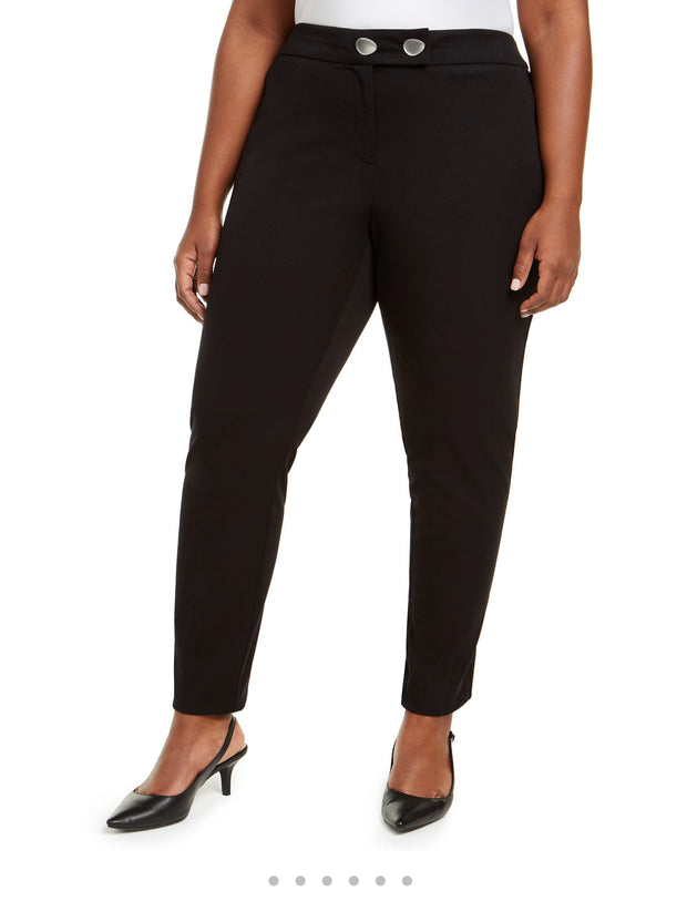 BT-R  M-109 {Alfani} Black Plus Size Extended Tab Skinny Pants RETAILS €84.50