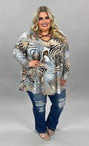 59 OR 26 PLS-D {Zoned For Love} ***FLASH SALE***Blue Print Criss-Cross Tunic EXTENDED PLUS SIZE 4X 5X 6X