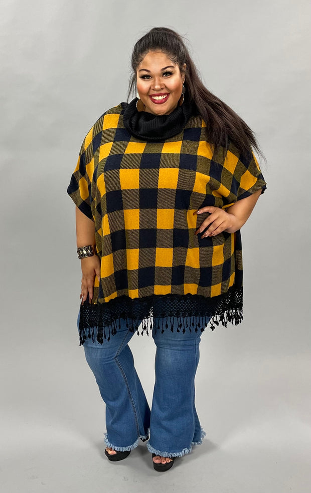 15 PSS-B {Cloak Me In Plaid}  Mustard/Black Plaid Top PLUS SIZE 1X 2X 3X