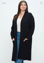 48 OT-A {Drawn To You} Black SALE!! Long Cardigan w/Hood PLUS SIZE XL 1X 2X