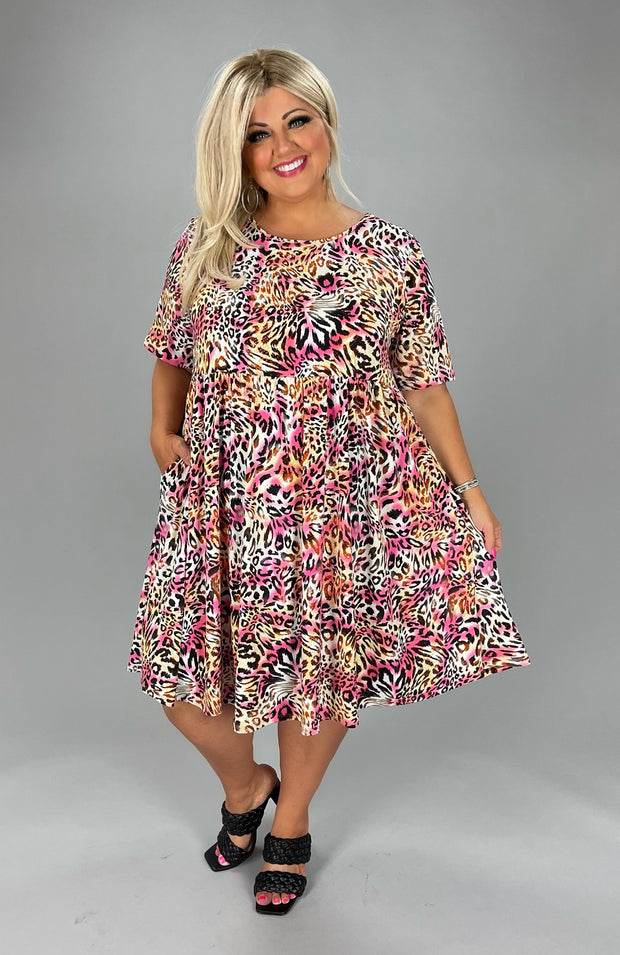 26 PSS-G {Simple Rhyme} Fuchsia Leopard Dress EXTENDED PLUS SIZE 3X 4X 5X 6X