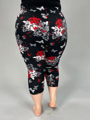 LEG-49 {Remind Me Later} Red/Black Butter Soft Leggings Capri Extended Plus 3X/5X