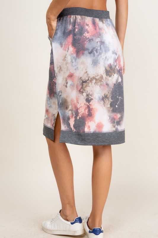 BT-I {That's Life} Charcoal Mauve Tie Dye Skirt SALE!!! PLUS SIZE XL 2X 3X