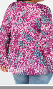 CP-A  M-109 {Style & Co} Purple Floral Print Top Retail €59.50***FLASH SALE***