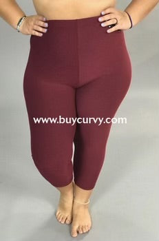 LEG-23 {Get On Up} Burgundy Butter Soft Capri Leggings EXTENDED PLUS SIZE 3X-5X