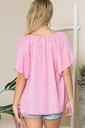 22 PSS-C {Sweet Fascination} Pink Printed***SALE*** Top PLUS SIZE 1X 2X 3X