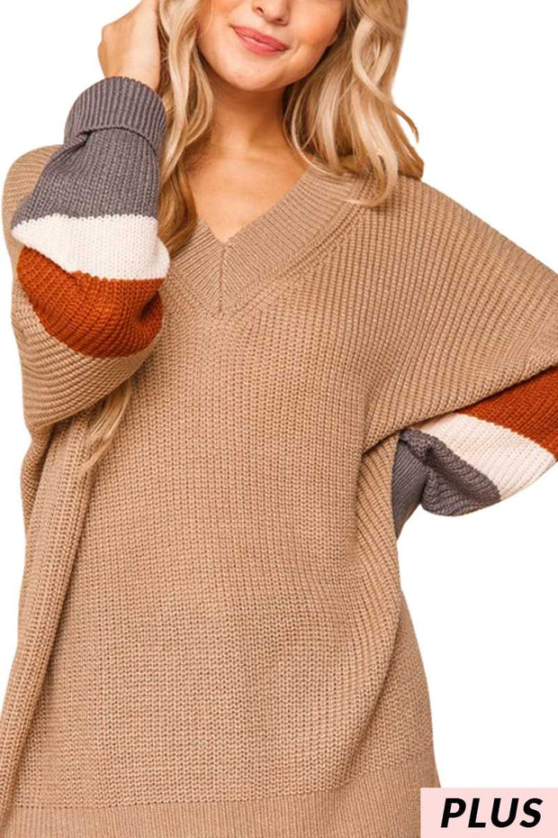 23 CP-N {Running Hot} Mocha Colored Sleeve Sweater SALE!! PLUS SIZE XL 2X 3X