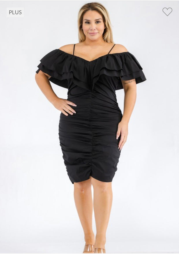 LD-R {Living For It}  SALE!! Black Lined Bodycon Dress PLUS SIZE 1X 2X 3X