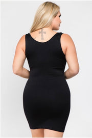 TK- {Better Shape Up} X-Long BLACK Spandex Shaper Tank