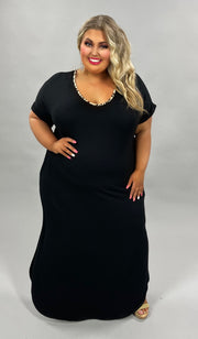 LD-Z {Boardwalk Beauty} ***SALE***Black Leopard Detail Maxi Dress PLUS SIZE 1X 2X 3X