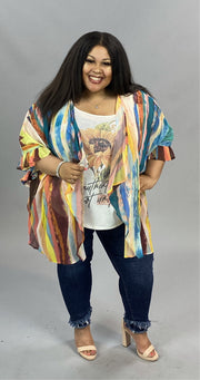 71 OT-B {Striped Fun} Sale UMGEE Multi-Color Kimono Plus Size XL 1XL 2XL