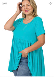 43 SSS-O {Feeling The Love} Ice Blue ***SALE***Babydoll Tunic PLUS SIZE 1X 2X 3X