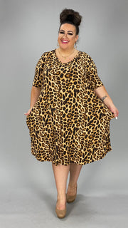 68 PSS-B {Over The Top} Brown Leopard Print V-Neck Dress EXTENDED PLUS SIZE  3X 4X 5X