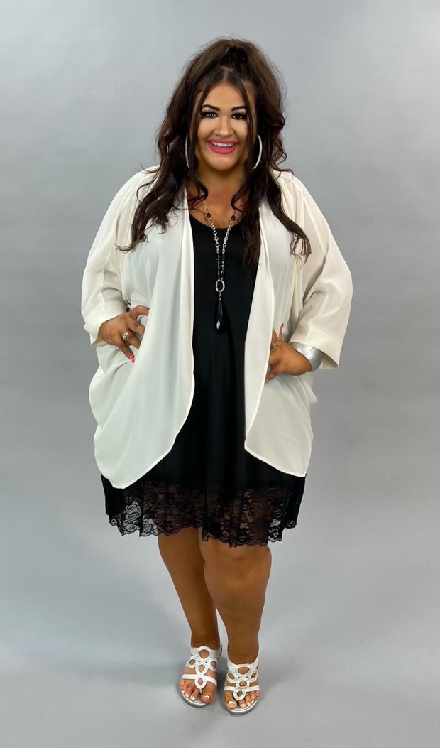 71 OT-A {Creamy Dreamy} SALE!! Cream Chiffon Shrug Kimono Plus Size 1X 2X 3X