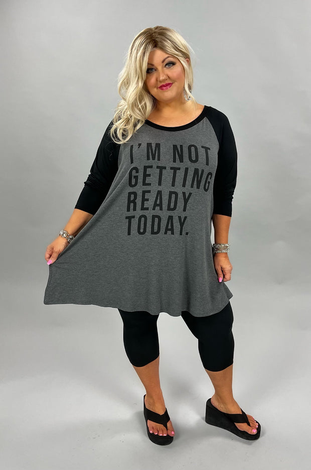 27 GT-E {Not Ready} Black & Charcoal "Not Ready" Graphic Tee CURVY BRAND EXTENDED PLUS SIZE 1X 2X 3X 4X 5X 6X