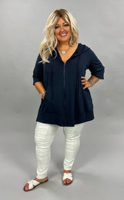 89 OT-H {Paint the Town} NAVY French Terry Hoodie CURVY BRAND!!  EXTENDED PLUS SIZE 3X 4X 5X 6X