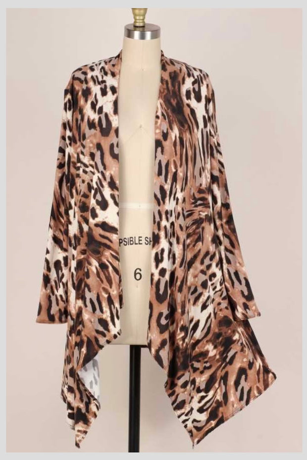 82 OT-B { Diva Style} Animal Print Cardigan W/Sleeve Patches SALE!!! PLUS SIZE 1X 2X 3X