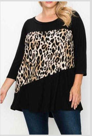 59 OR 26 CP-A {Leopard Run} SALE!! Black/Leopard Print Tunic EXTENDED PLUS SIZE 1X 2X 3X 4X 5X 6X